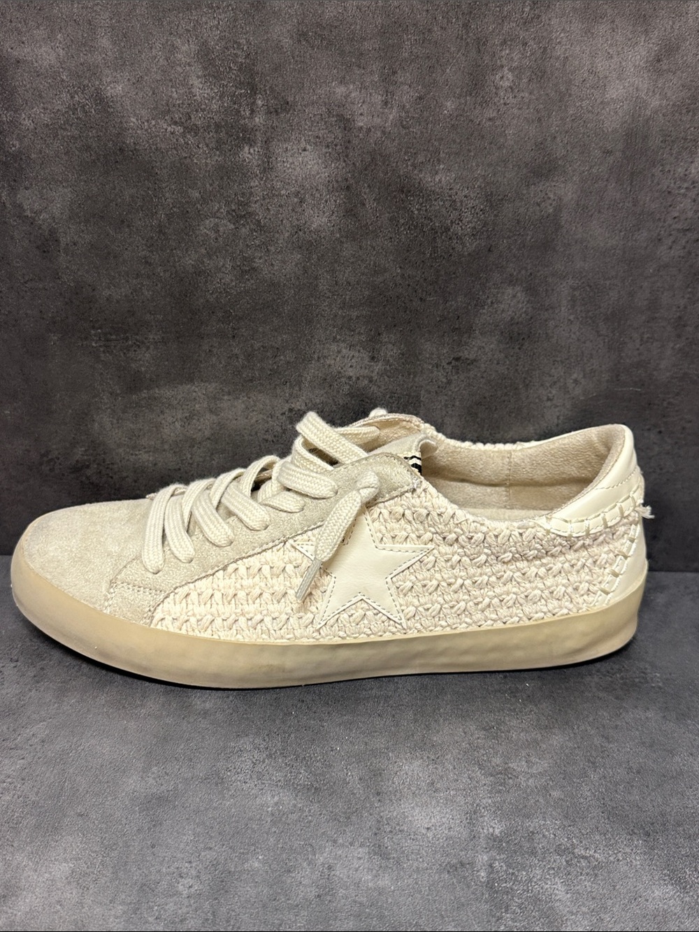 ShuShop Paula Woven Star Casual Lace-Up Sneakers Color Bone/Cream Women’s Size 8 - Picture 5 of 10